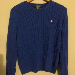 Polo Ralph Lauren Womens Blue L Cable Knit Sweater